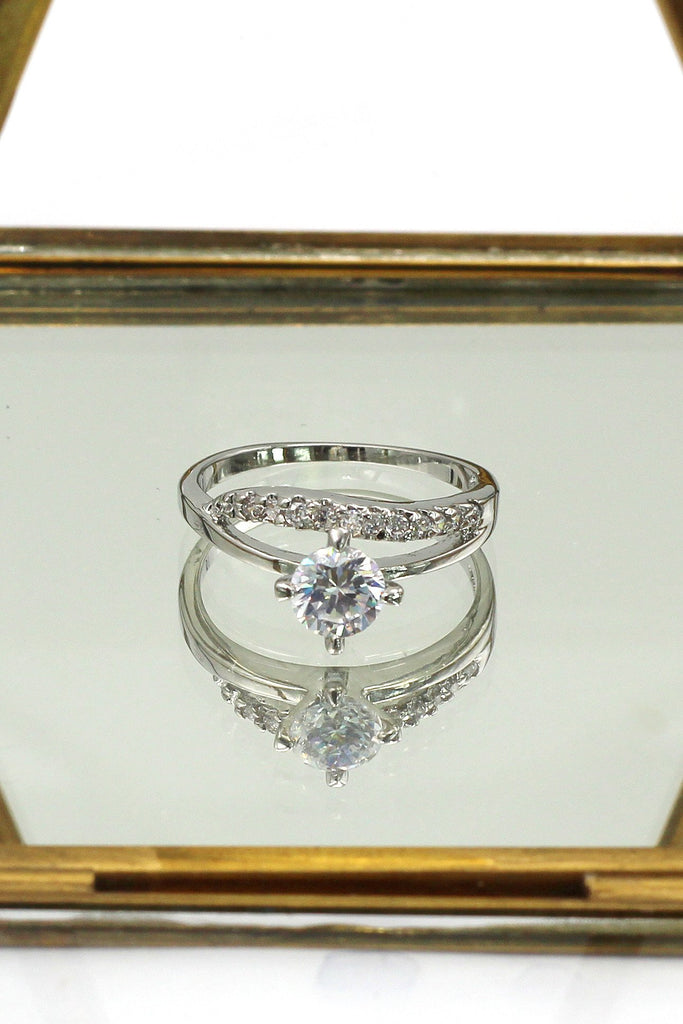 shiny inlaid zircon necklace ring set