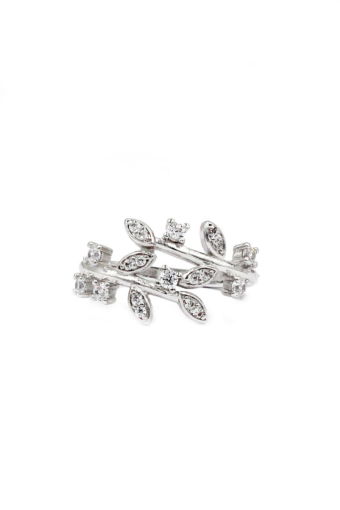 Delicate crystal ring flower earrings set