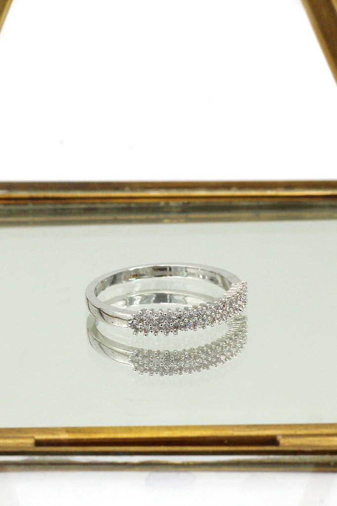 lady mosaic small crystal silver ring