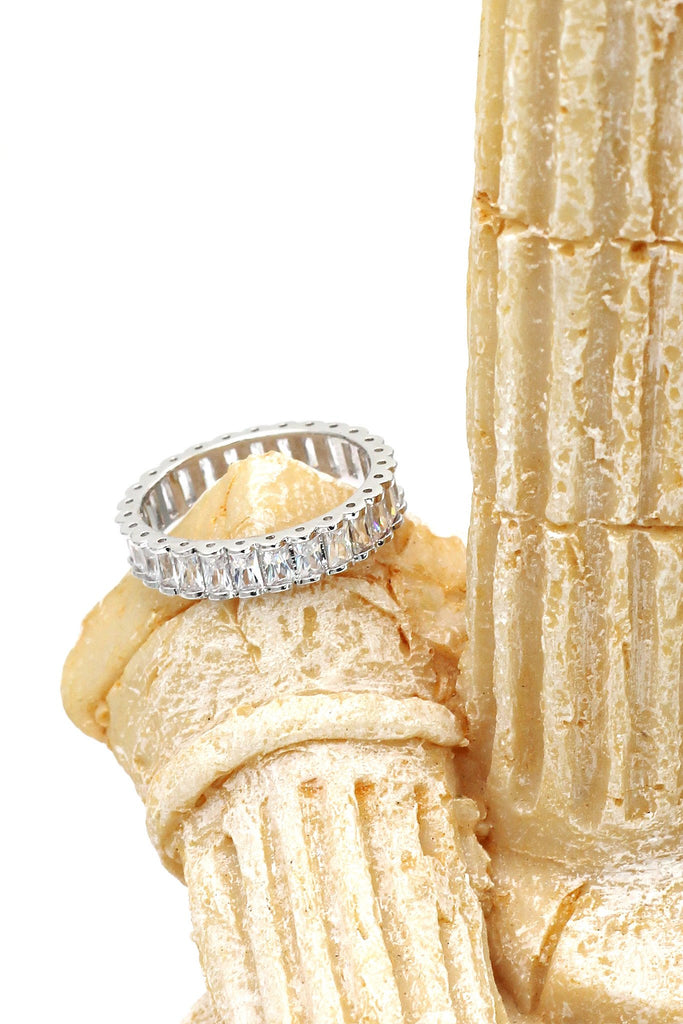 silver lined crystal earrings ring set