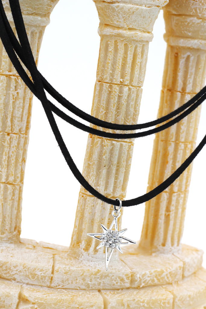 fashion three-chain crystal hexagram choker