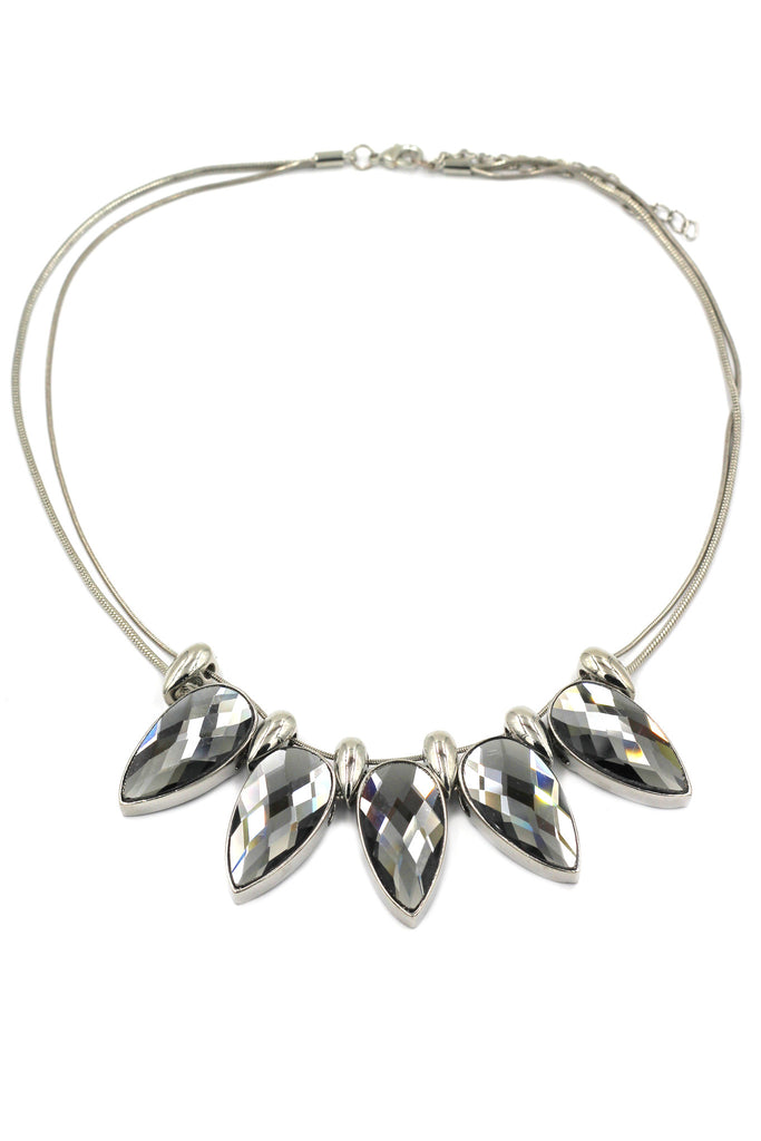 silver gray crystal necklace