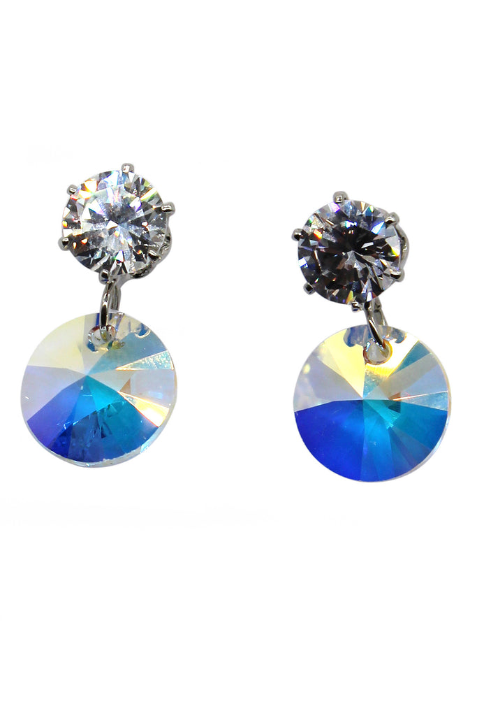fashion swarovski circle crystal silver earrings
