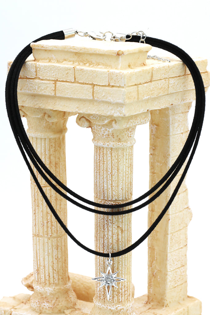 fashion three-chain crystal hexagram choker