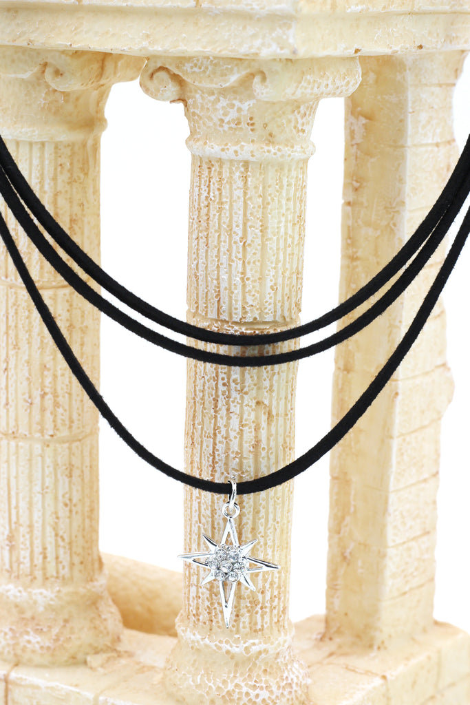 fashion three-chain crystal hexagram choker
