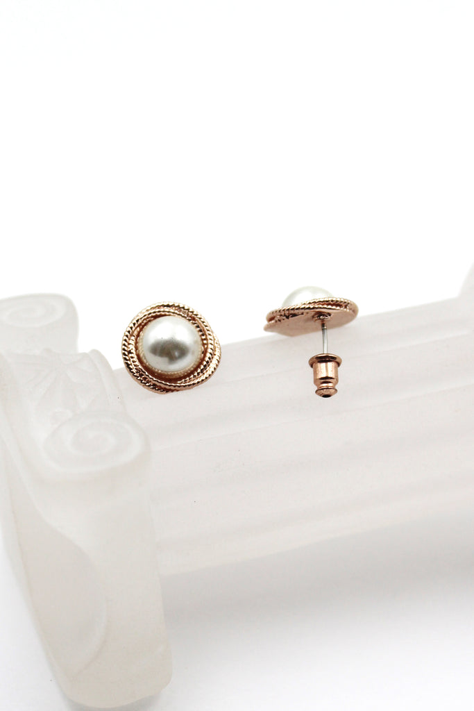 elegant gold pearl crystal earrings