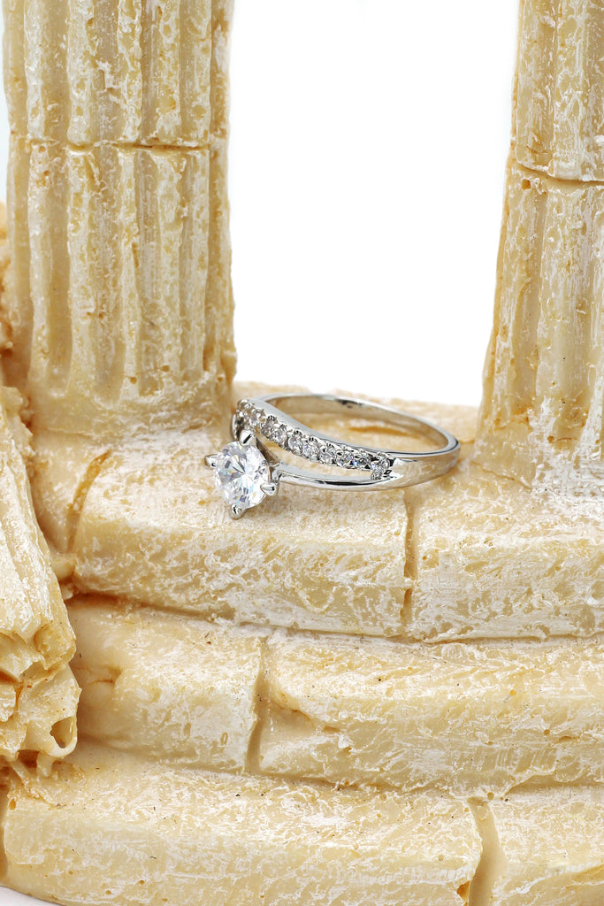 lady crystal silver ring