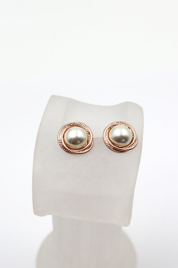 elegant gold pearl crystal earrings