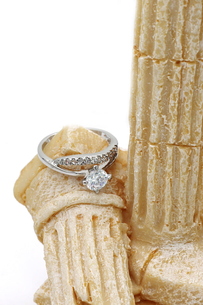 lady crystal silver ring