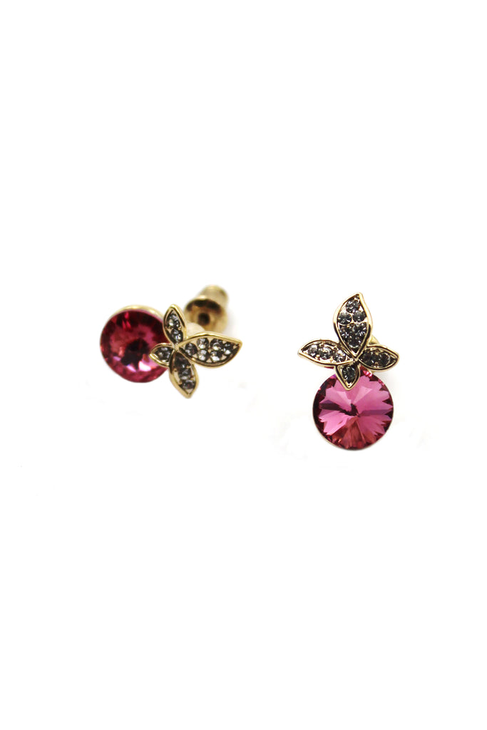 lovely red crystal butterfly earrings
