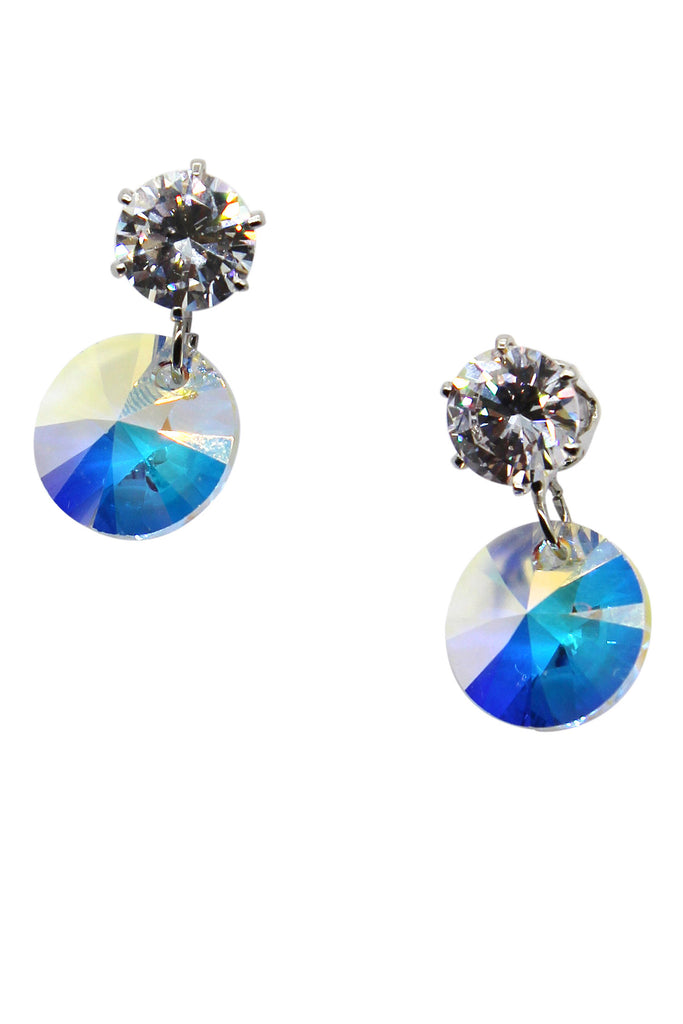 fashion swarovski circle crystal silver earrings