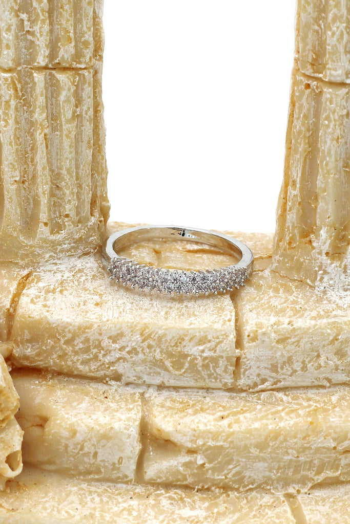 lady mosaic small crystal silver ring