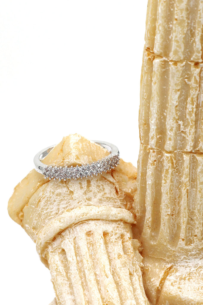 lady mosaic small crystal silver ring