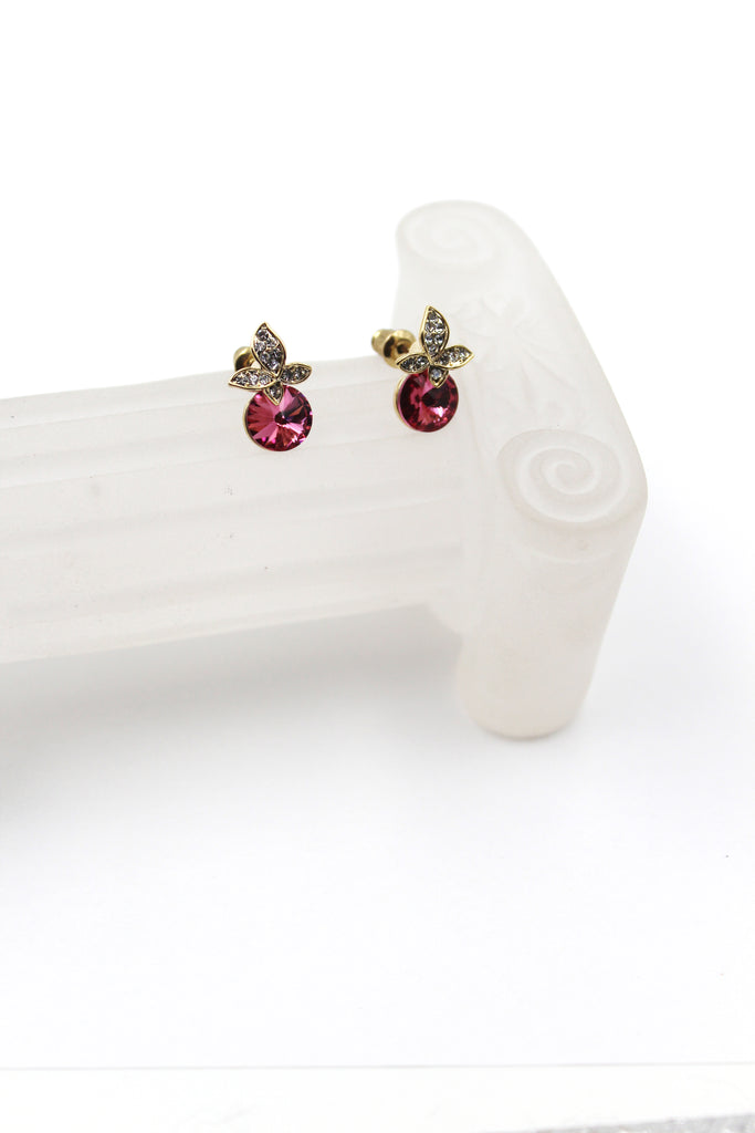 lovely red crystal butterfly earrings
