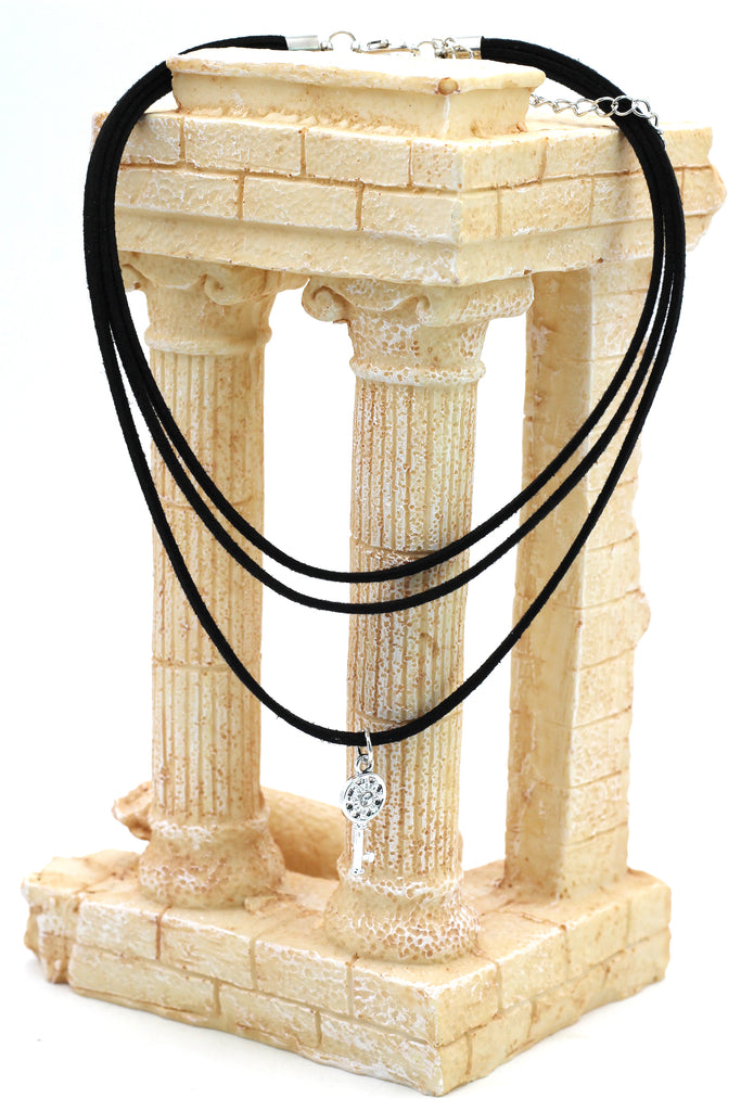 fashion three-chain crystal pendant key choker