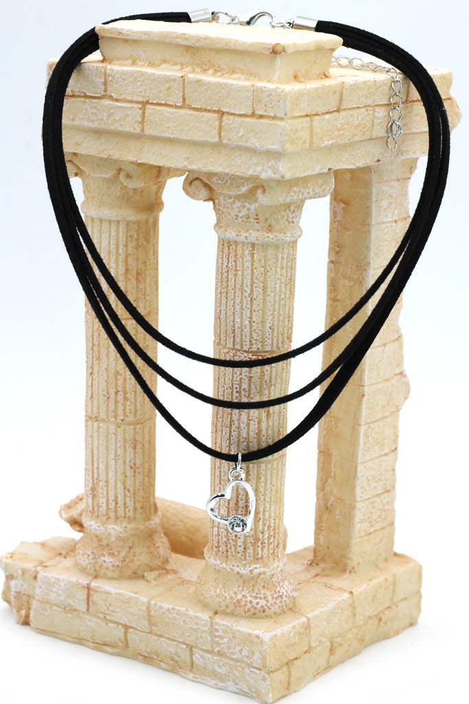 fashion three-chain crystal pendant heart black choker