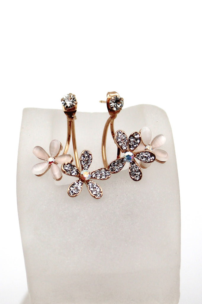 fashion lovely crystal flower earrings