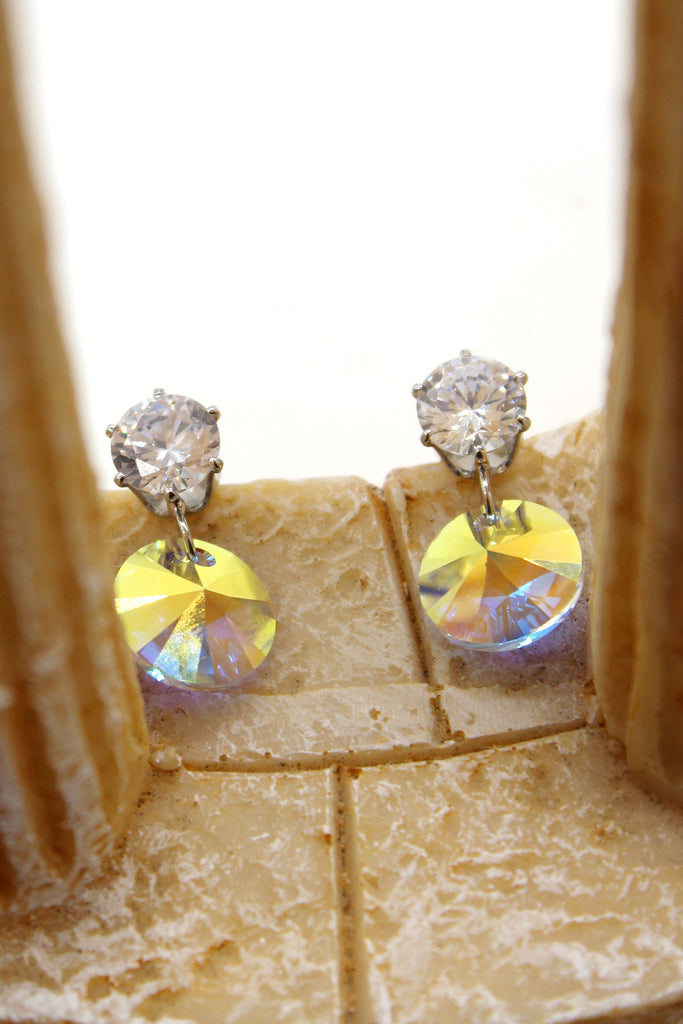 fashion swarovski circle crystal silver earrings