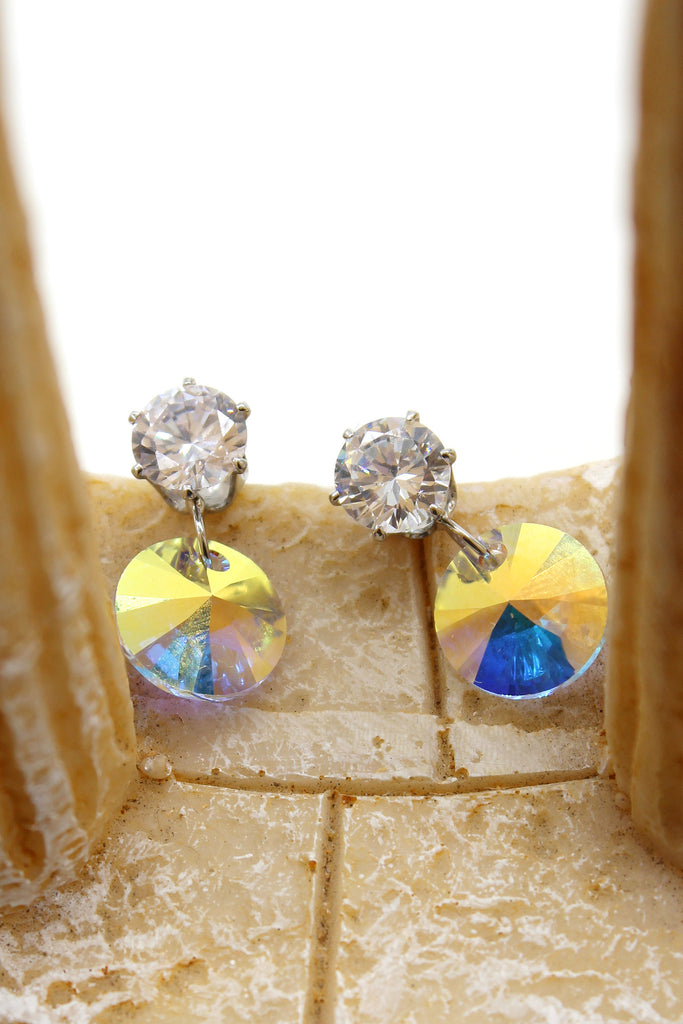 fashion swarovski circle crystal silver earrings