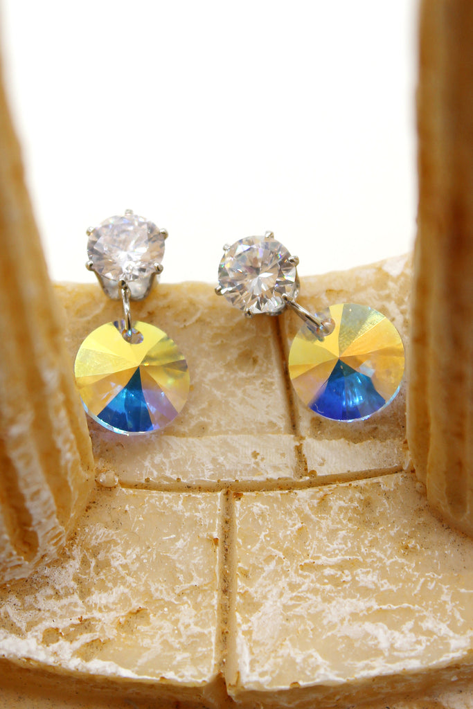 fashion swarovski circle crystal silver earrings