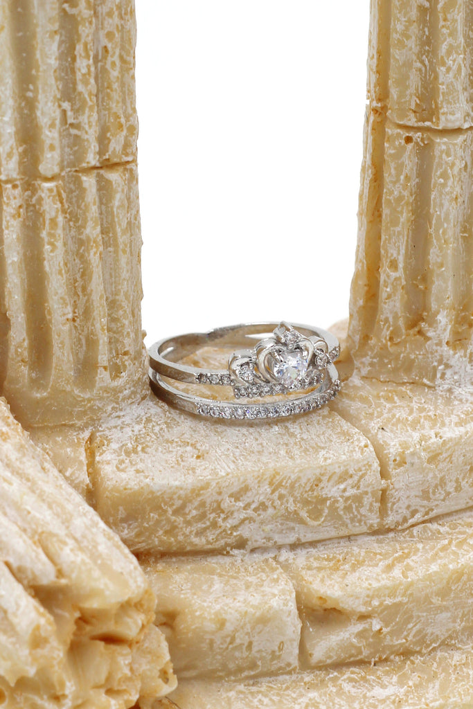 lovely heart crystal silver ring