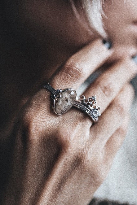 fashion natural stone silver ring