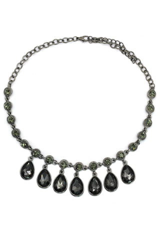 fashion double chain pendant crystal columns necklace