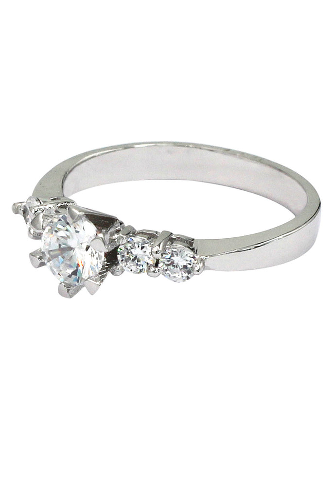 small claw accompanied crystal silver ring