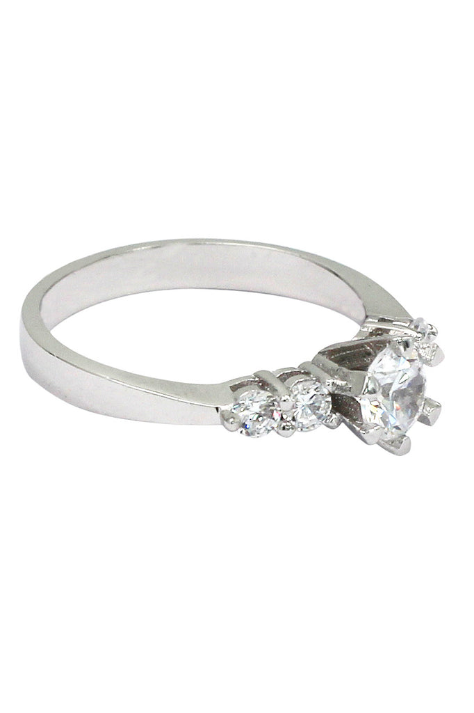 small claw accompanied crystal silver ring