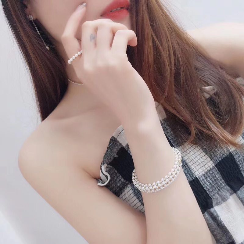 fashion crystal pearl bracelet earrings set