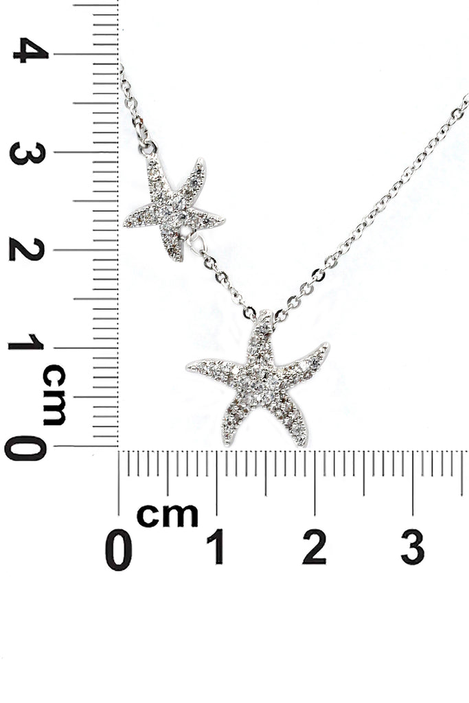 fashion double starfish crystal necklace