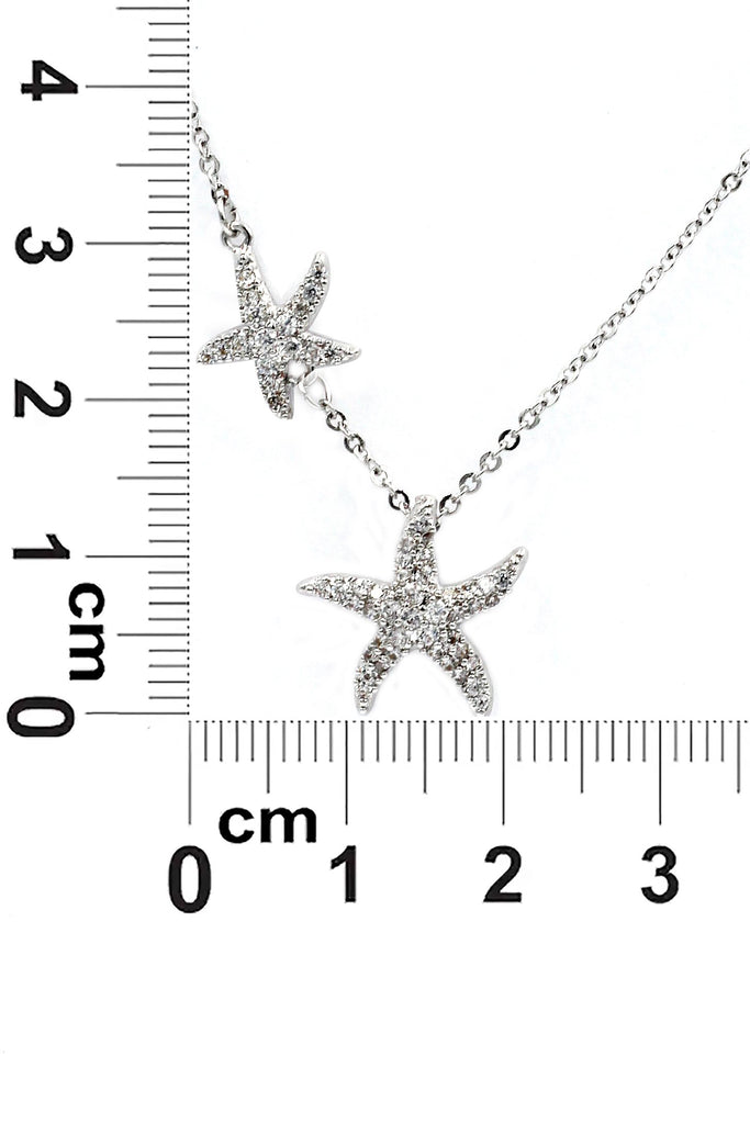 Fashion double starfish crystal necklace set