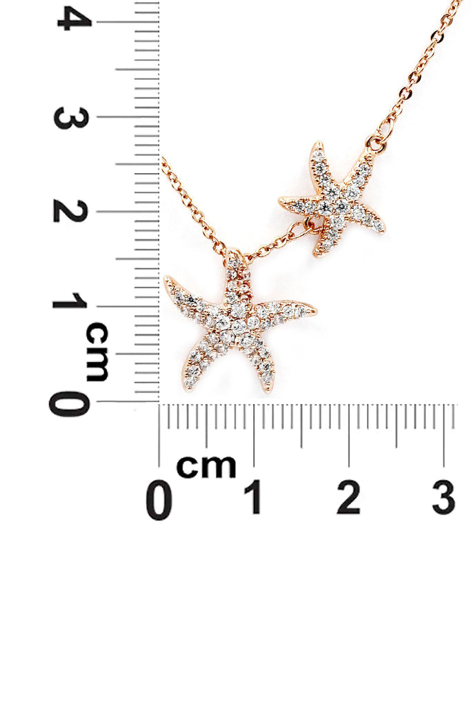 fashion double starfish crystal necklace