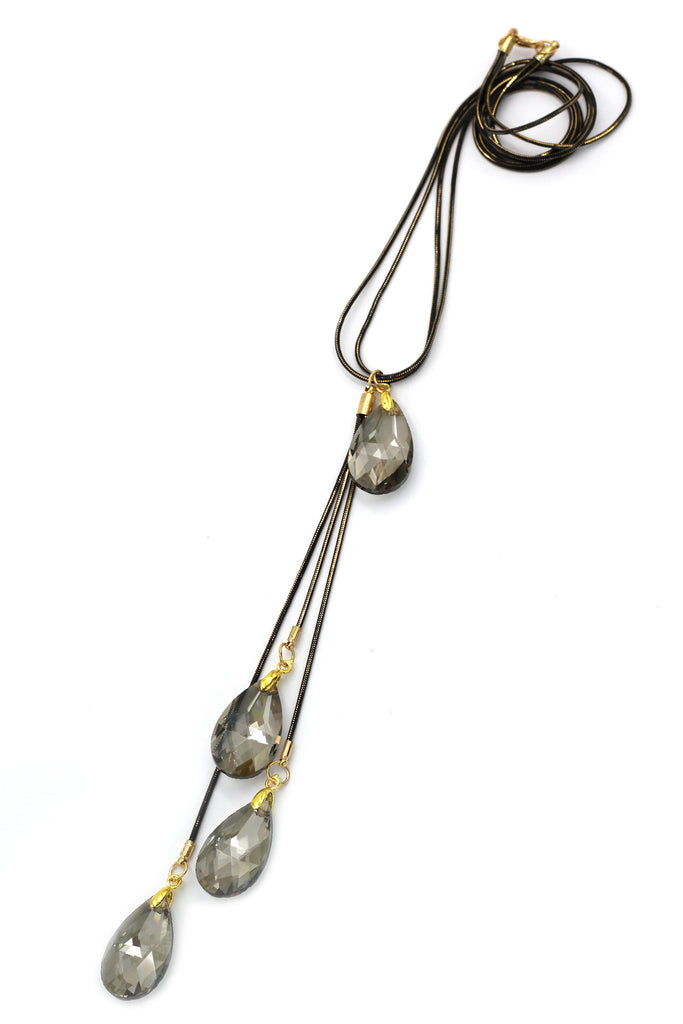 fashion pendant gray water drop crystal necklace