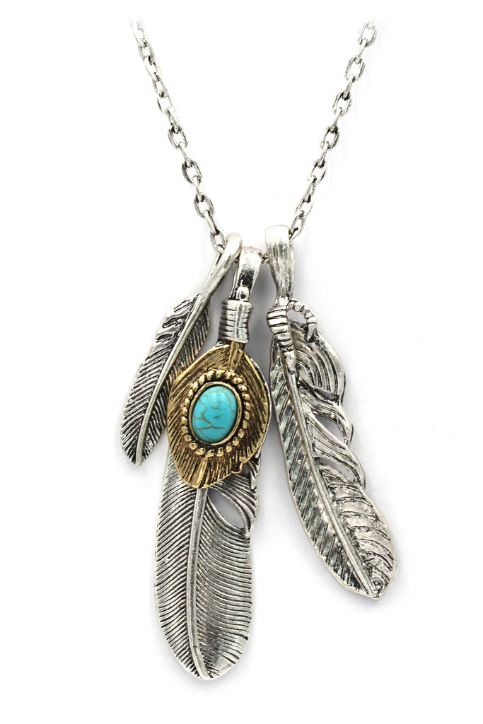 fashion feather silver necklace