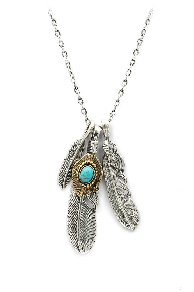 fashion feather silver necklace