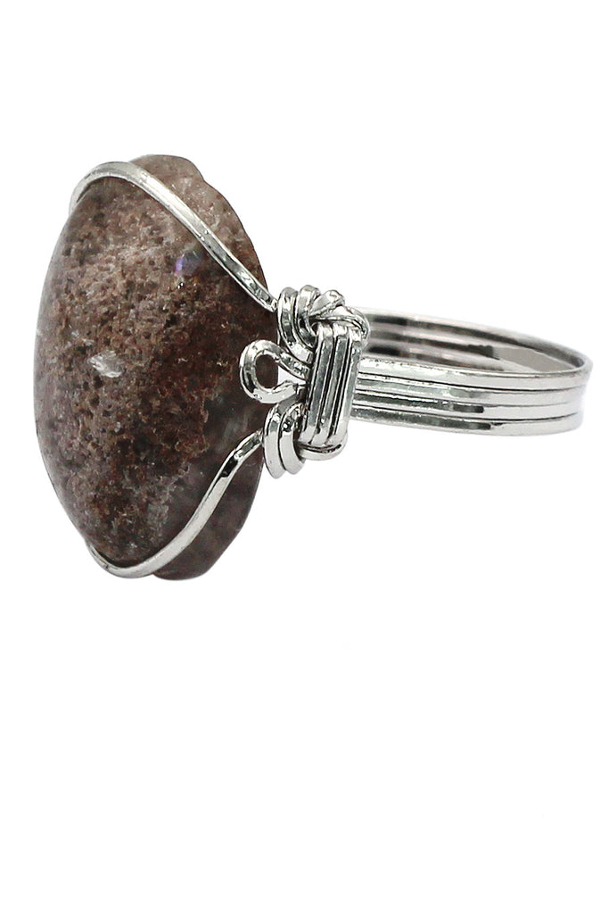 fashion natural stone silver ring
