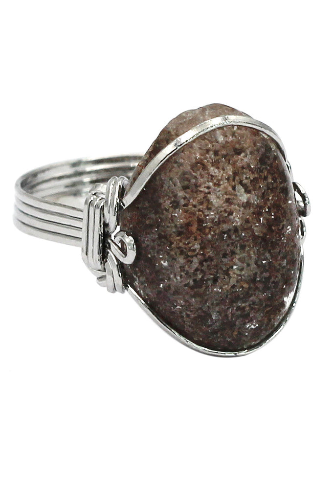 fashion natural stone silver ring