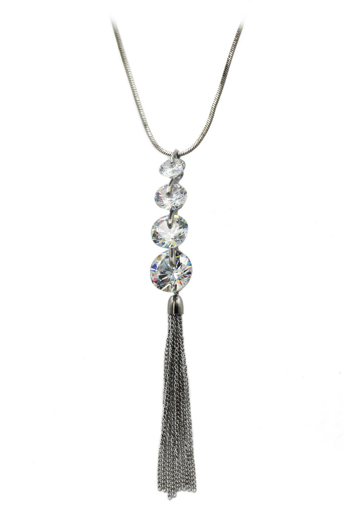 fashion circularity crystal tassel necklace