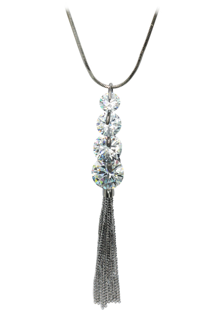 fashion circularity crystal tassel necklace