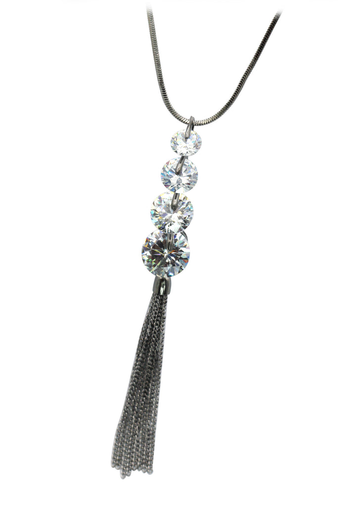 fashion circularity crystal tassel necklace