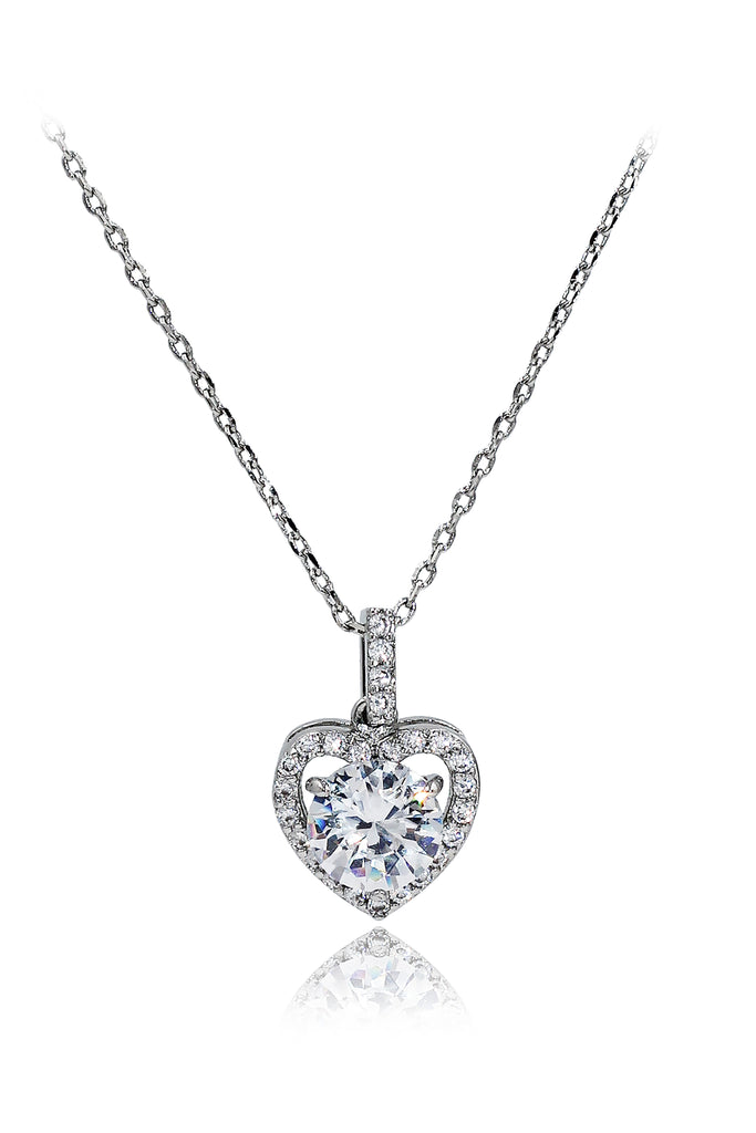 lovely peach heart crystal necklace