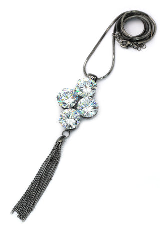 noble flower crystal black necklace