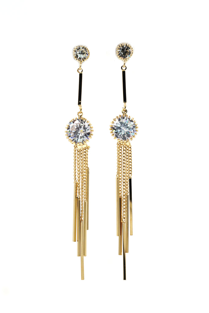 elegant long tassel crystal earrings