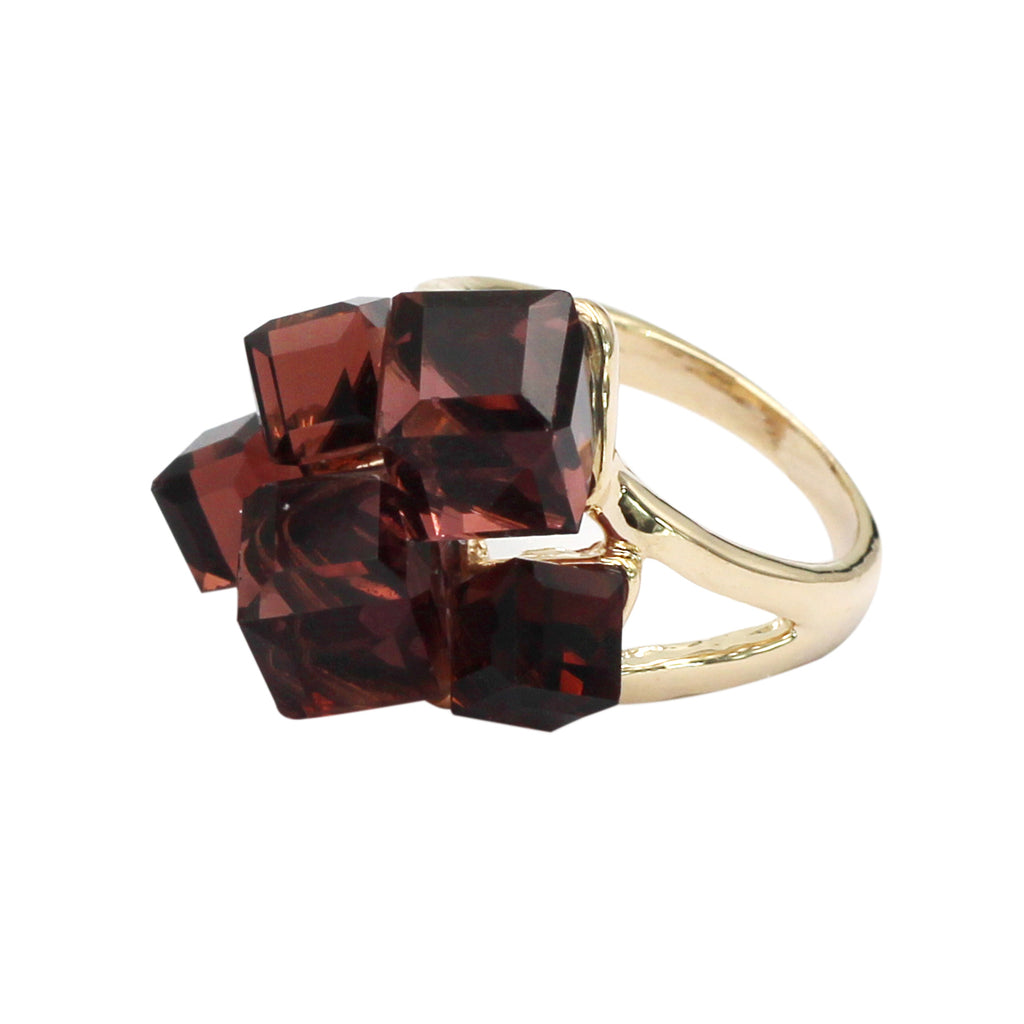 brown ring earrings crystal set