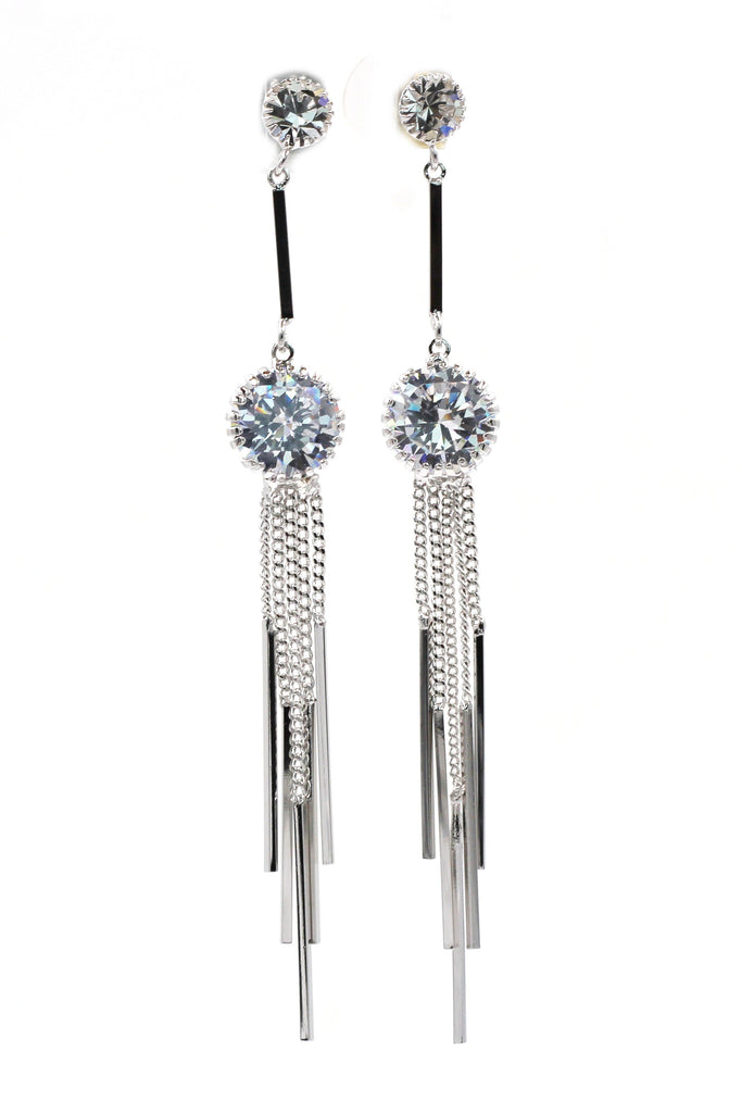 shiny crystal bracelet tassel earring set