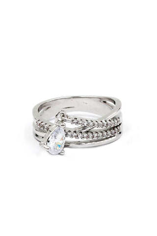 elegant crystal swan silver ring