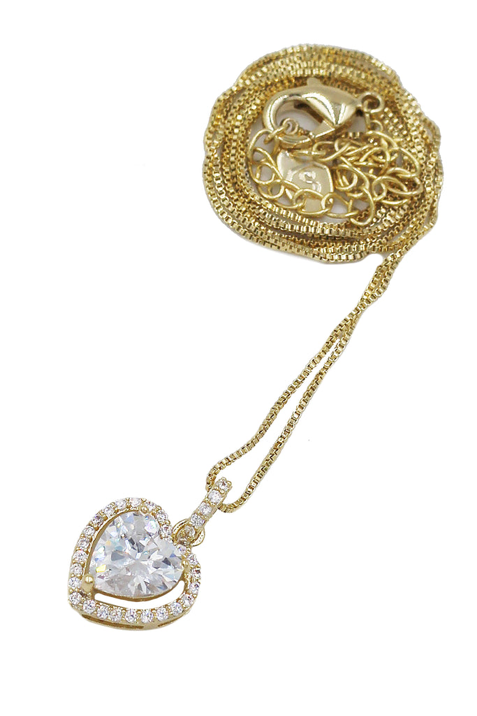 lovely peach heart crystal necklace