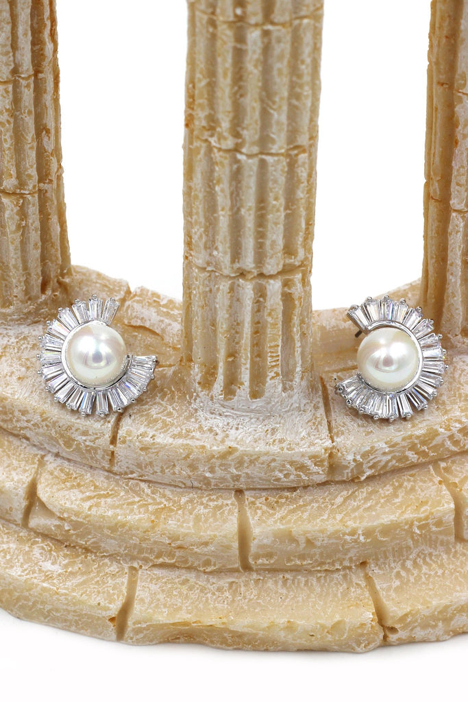 double chain crystal pearl earring set