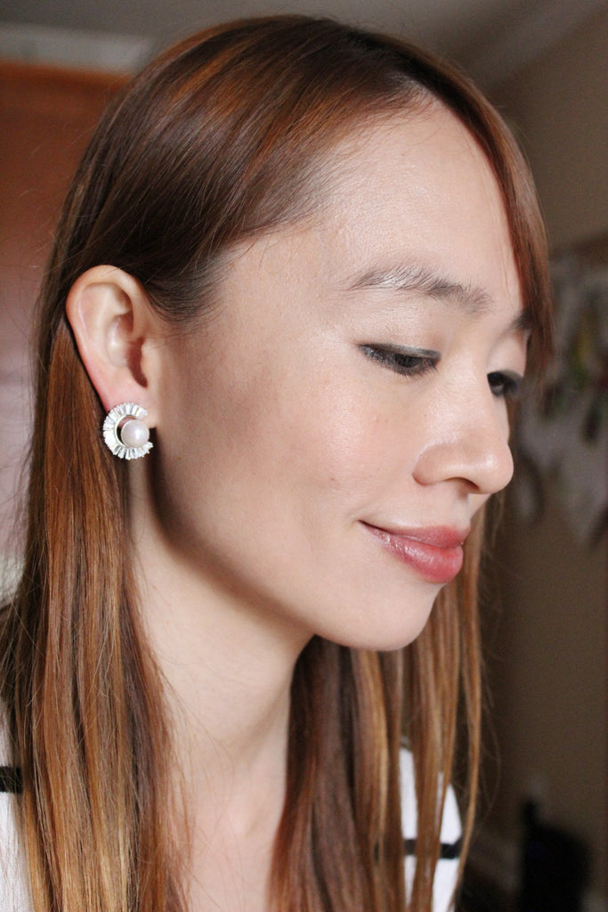 Pearl pendant necklace earring set